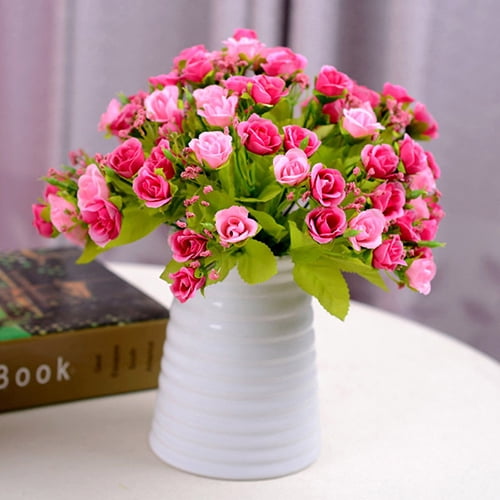 1Bouquet 21Heads Artificial Plastic Rose Wedding Flower Home Decor Bridal